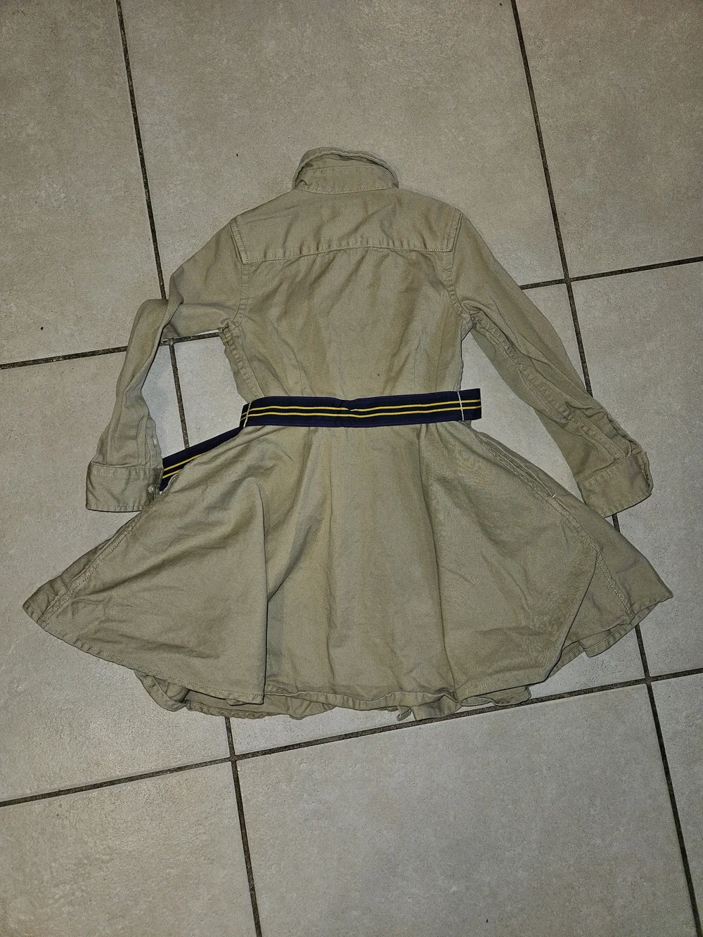 Ralph Lauren Tan Button-Front Shirt Dress with Striped Belt